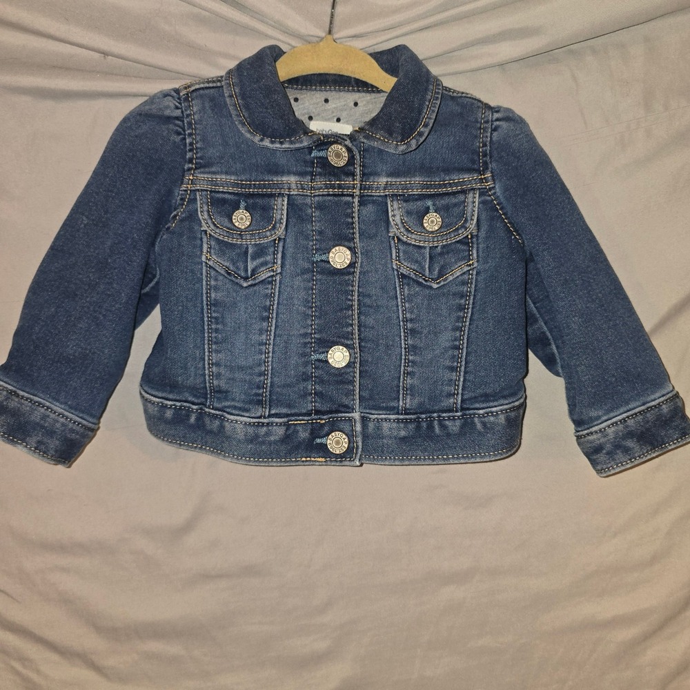 babyGap Denim Jacket 0-6 Months Kids Blue Polka Dot Lining Trucker Jacket